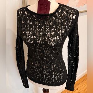 Wild Fable Black Loose Knit Top Medium